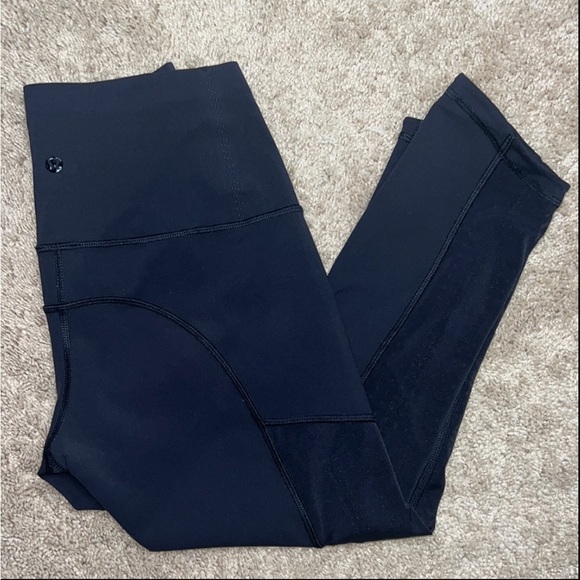 Lululemon Black High Waisted Cropped Running Training Pants Size 6 - Picture 4 of 16